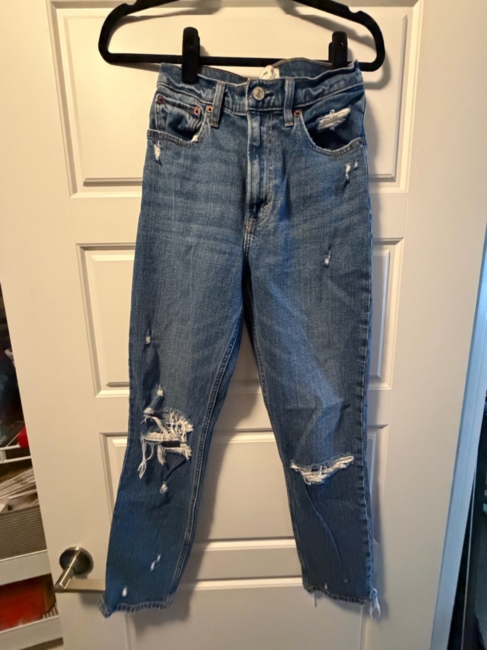 Abercrombie & Fitch High-Rise Distressed Light Blue Jeans